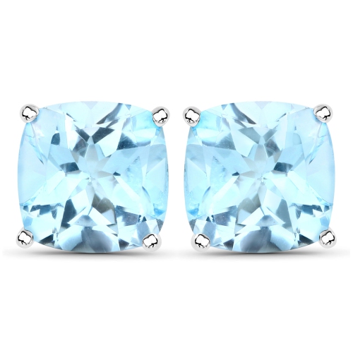 QJ  6.80 Carat Genuine Topaz .925 Sterling Silver Earrings In Blue