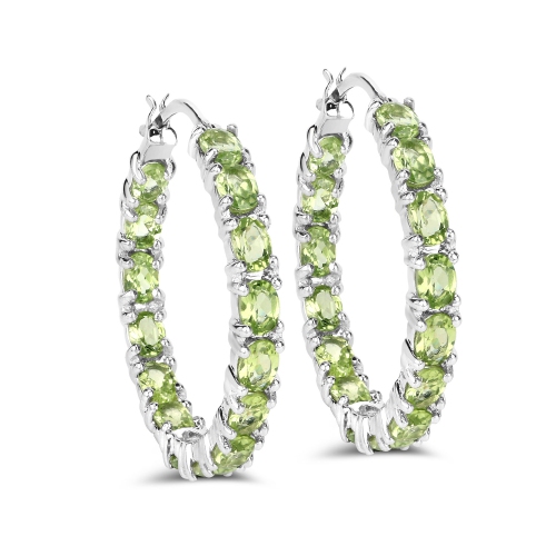QJ  5.10 Ct. Genuine Peridot .925 Sterling Earrings In Silver