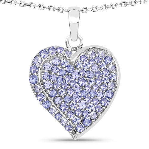 QJ  3.97 Carat Genuine Tanzanite .925 Sterling Pendant In Silver
