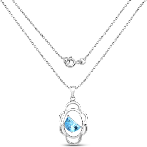 4.60 Carat Genuine Swiss Blue Topaz .925 Sterling Silver Pendant