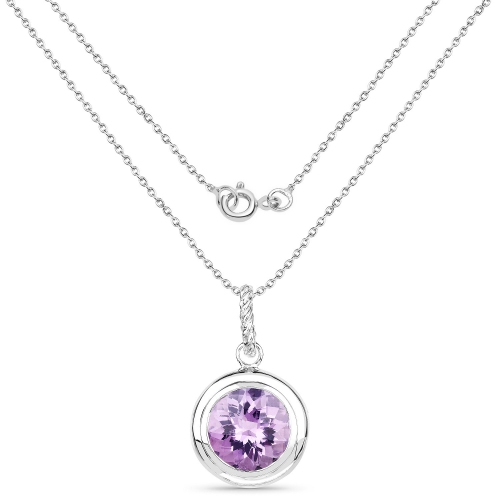 8.00 Carat Genuine Amethyst .925 Sterling Silver Pendant