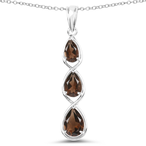 Image 1 de 3.. Pendentif en argent sterling de .925 ct avec quartz fumé véritable d'3,66&nbsp;carat