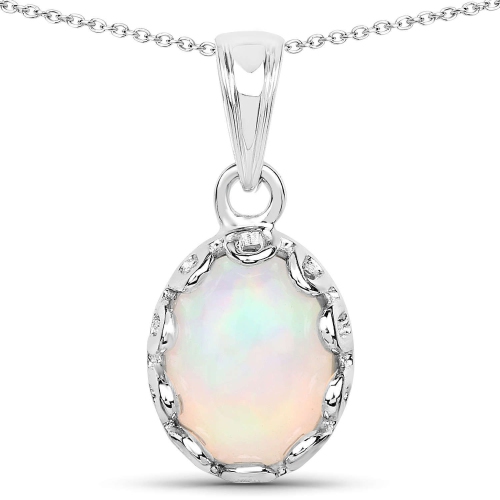 1.00 Carat Genuine Ethiopian Opal .925 Sterling Silver Pendant