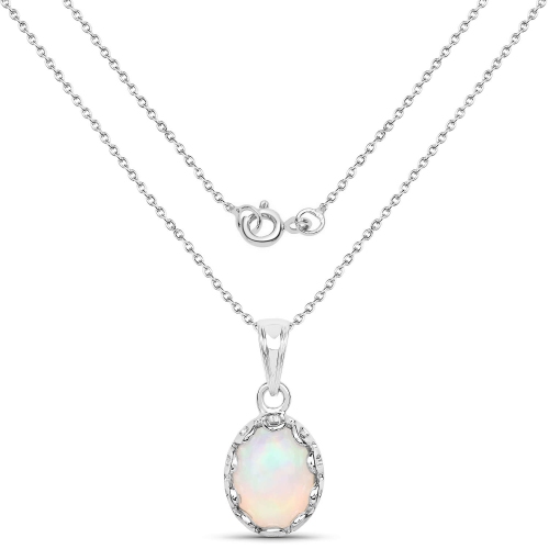 1.00 Carat Genuine Ethiopian Opal .925 Sterling Silver Pendant