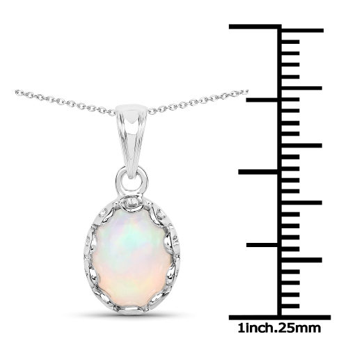 1.00 Carat Genuine Ethiopian Opal .925 Sterling Silver Pendant