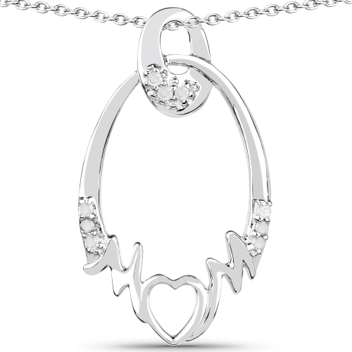 Image 1 of 2.. 0.14 Carat Genuine White Diamond .925 Sterling Silver Pendant