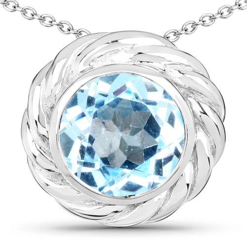Image 1 of 3.. 4.00 Carat Genuine Blue Topaz .925 Sterling Silver Pendant