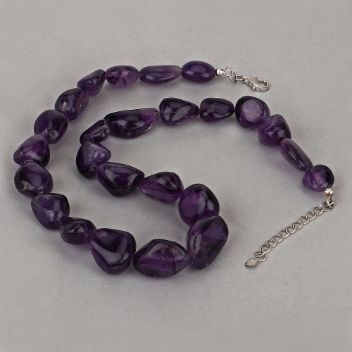 Collier en perles d’améthyste brute pour femmes en argent collier en pierre de naissance de février cadeau pour maman