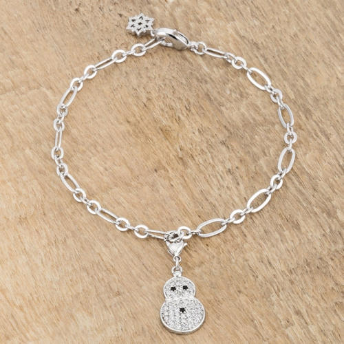 Snowman 0.2ct CZ Holiday Charm Bracelet