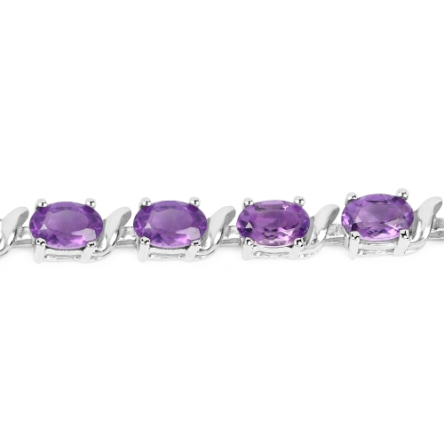 14K White Gold Plated 10.08 Carat Genuine Amethyst .925 Sterling Silver Bracelet