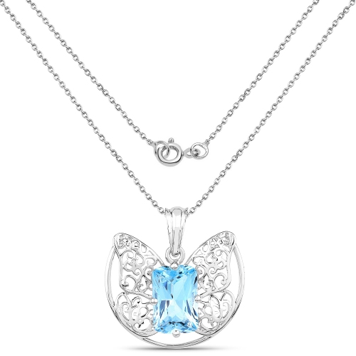 11.10 Carat Genuine Swiss Blue Topaz .925 Sterling Silver Pendant