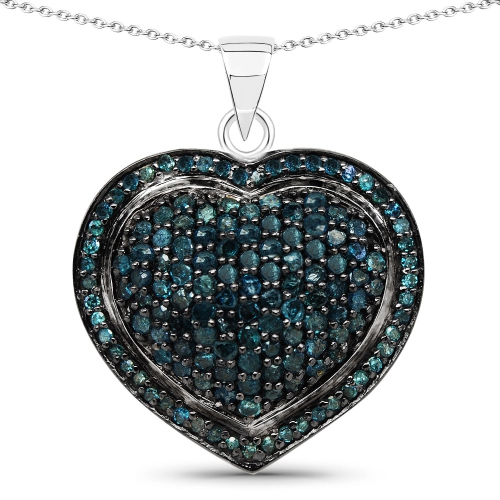 Image 1 de 3.. Pendentif en argent sterling .925 ct avec diamants bleus véritables d'1,25&nbsp;carat