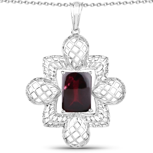 QJ  8.00 Carat Genuine Garnet .925 Sterling Pendant In Silver