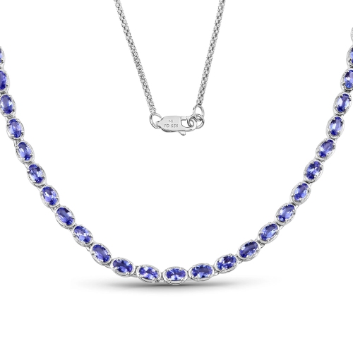 Image 1 of 2.. 10.00 Carat Genuine Tanzanite .925 Sterling Silver Necklace