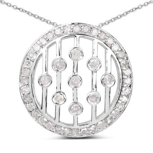 Image 1 of 2.. 0.53 Carat Genuine White Diamond .925 Sterling Silver Pendant