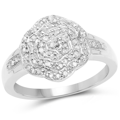 QJ  14K Gold Plated 0.29 Ct. Genuine White Diamond .925 Sterling Silver Ring for Women In Yellow