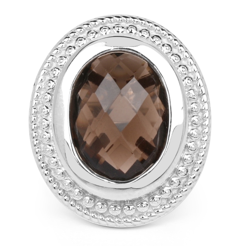 7.90 ct. Genuine Smoky Quartz .925 Sterling Silver Ring for women