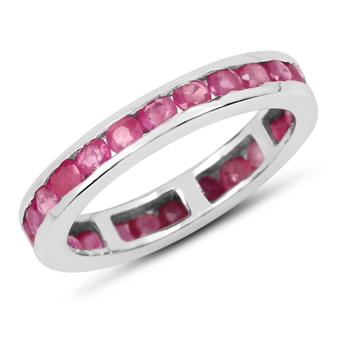 QJ  2.08 Carat Genuine Ruby .925 Sterling Ring In Silver