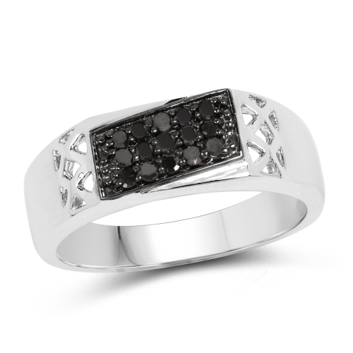 QJ  0.23 Carat Genuine Diamond .925 Sterling Silver Ring In Black