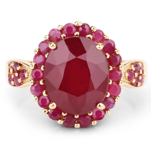 5.09 Carat Glass Filled Ruby and Ruby .925 Sterling Silver Ring