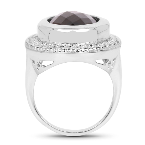 7.90 ct. Genuine Smoky Quartz .925 Sterling Silver Ring for women