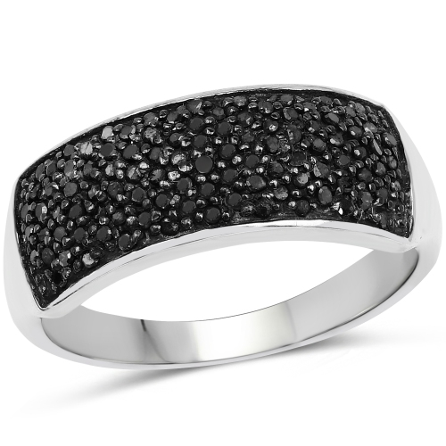 QJ  0.43 Ct. Genuine Diamond .925 Sterling Silver Ring In Black