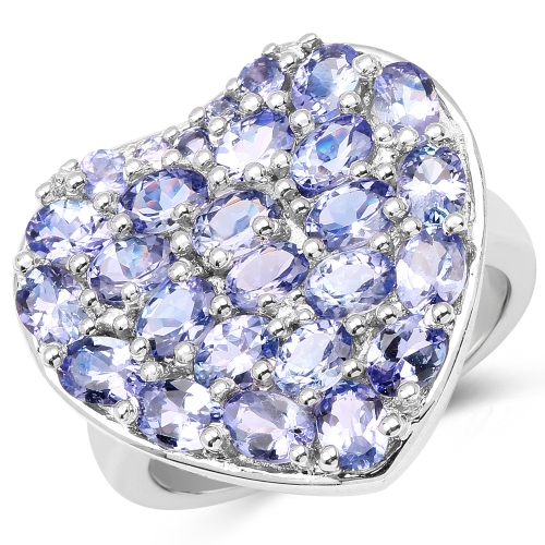Bague en argent sterling avec tanzanite véritable de .925 ct d'3,96&nbsp;carat