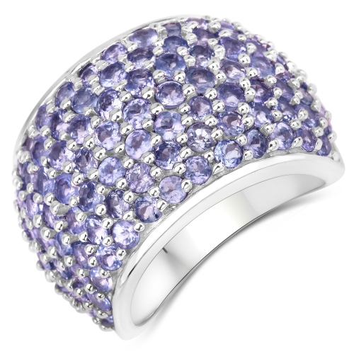QJ  4.22 Ct Genuine Tanzanite .925 Sterling Ring In Silver