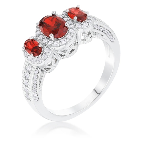 JGI  3-Stone Oval Cut Cz Halo Ring In Multicolor