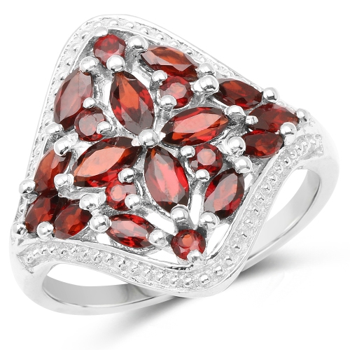 QJ  2.24 Carat Genuine Garnet .925 Sterling Ring In Silver
