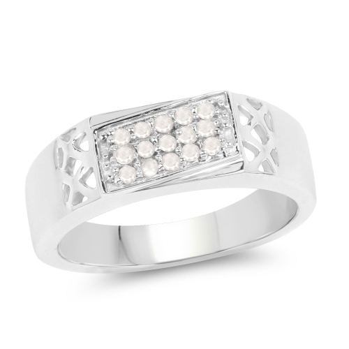 QJ  0.23 Carat Genuine Diamond .925 Sterling Silver Ring In White