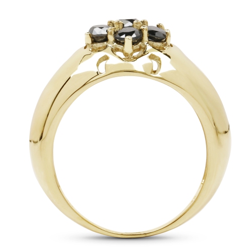 14K Yellow Gold Plated 0.98 Carat Genuine Black Diamond .925 Sterling Silver Ring