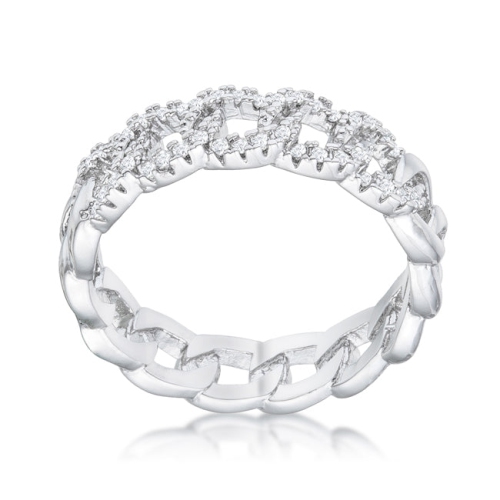 Interlocking Chain Design Ring with CZ