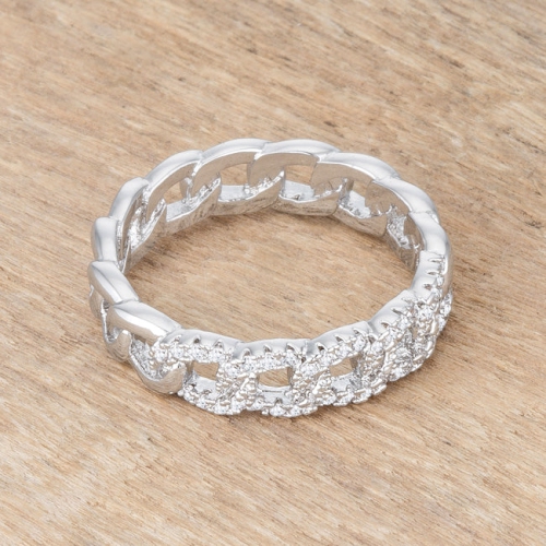 Interlocking Chain Design Ring with CZ
