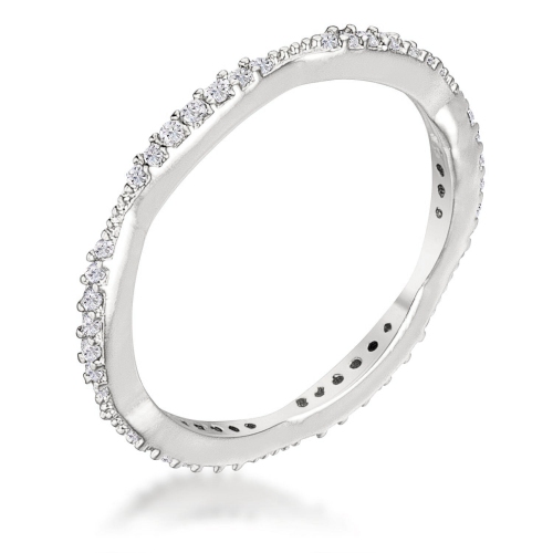 JGI  .42Ct Dainty 18K Rhodium Plated Micro Pave Cz Stackable Eternity Ring In Multicolor
