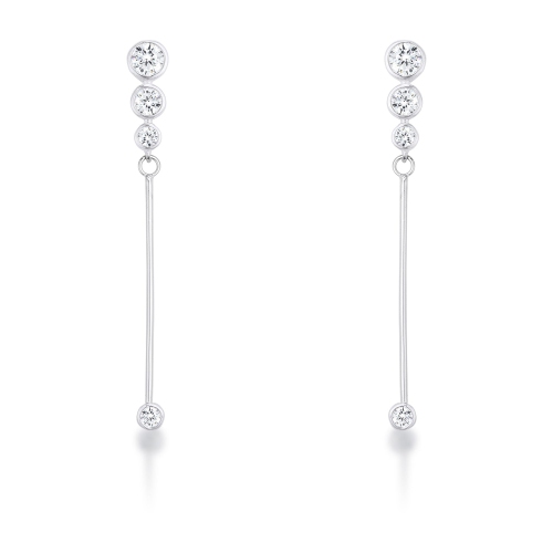 1.2Ct Graduated Plated Drop Cubic Zirconia Earrings.