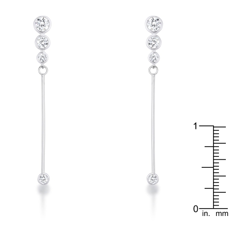 1.2Ct Graduated Plated Drop Cubic Zirconia Earrings.