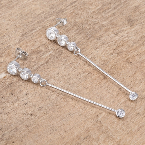 1.2Ct Graduated Plated Drop Cubic Zirconia Earrings.