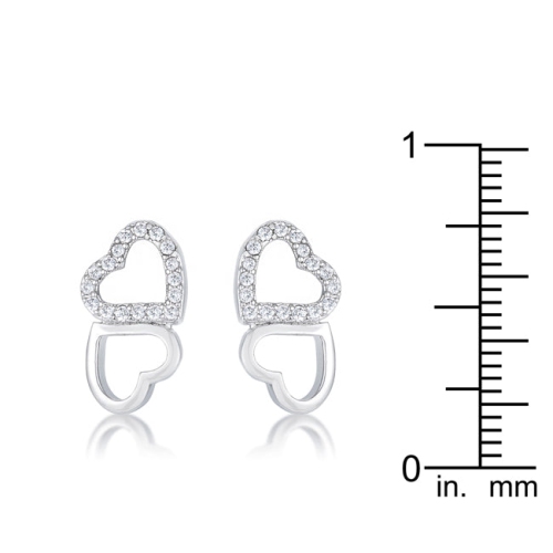 .17 Ct Melded Hearts and CZ Stud Earrings