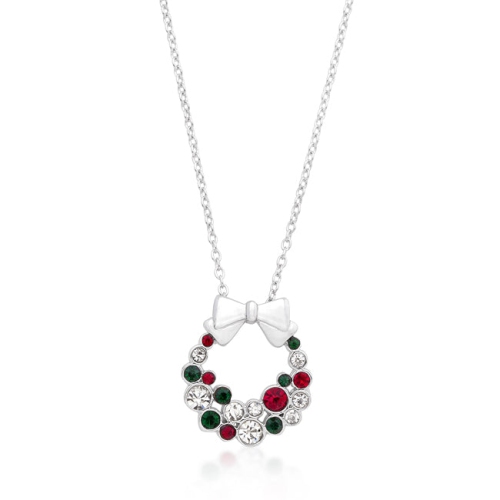 JGI  Holiday Wreath Crystal Pendant In Multicolor