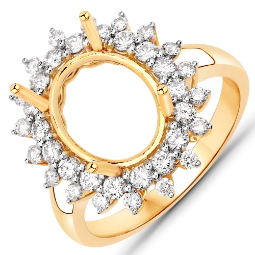 QJ  0.79 Carat Genuine White Diamond 14K Gold Ring In Yellow