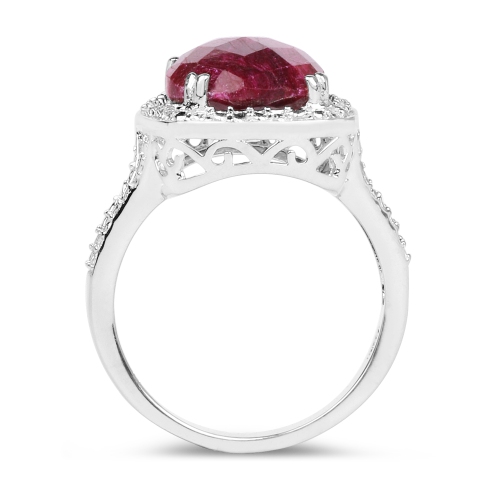 7.60 ct. Dyed Ruby .925 Sterling Silver Ring