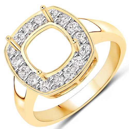 QJ  0.48 Ct. Genuine White Diamond 14K Gold Ring for Women In Yellow
