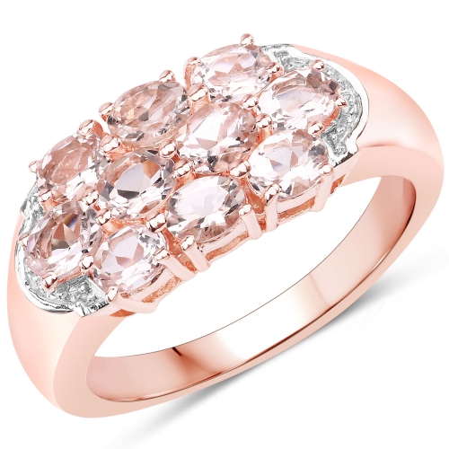 QJ  1.50 Carat Genuine Morganite .925 Sterling Ring In Silver