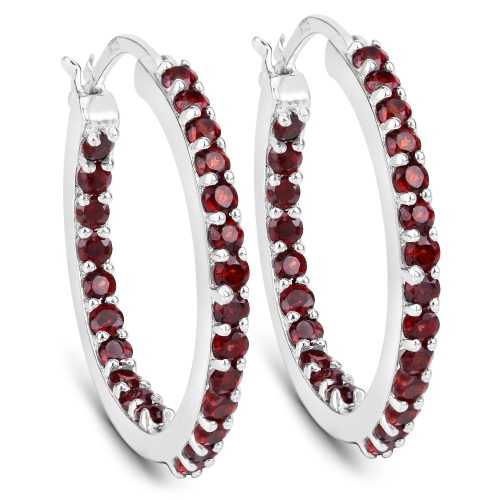QJ  1.92 Carat Genuine Garnet .925 Sterling Earrings In Silver