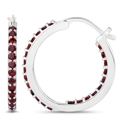 1.92 Carat Genuine Garnet .925 Sterling Silver Earrings