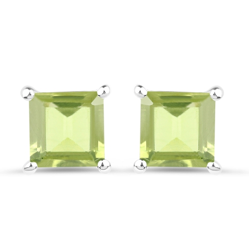 QJ  2.30 Carat Genuine Peridot .925 Sterling Earrings In Silver