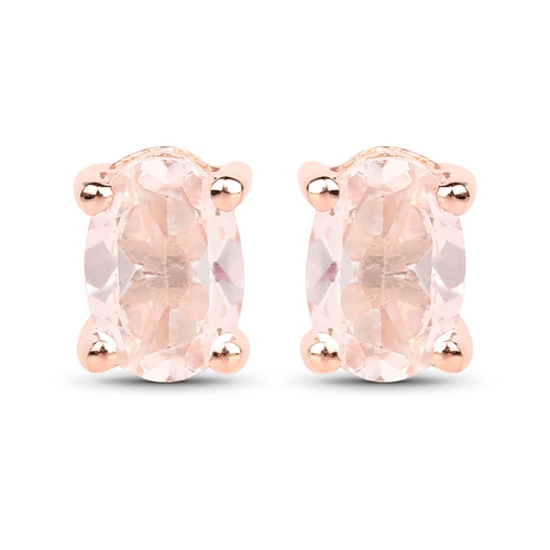QJ  18K Rose Plated 0.80 Carat Genuine Morganite .925 Sterling Silver Earrings In Gold