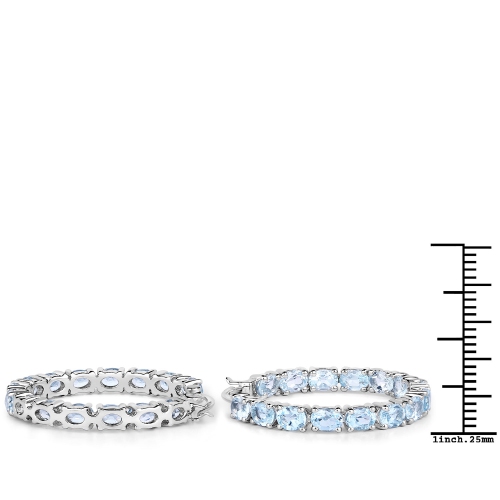 5.70 ct. Genuine Blue Topaz .925 Sterling Silver Earrings