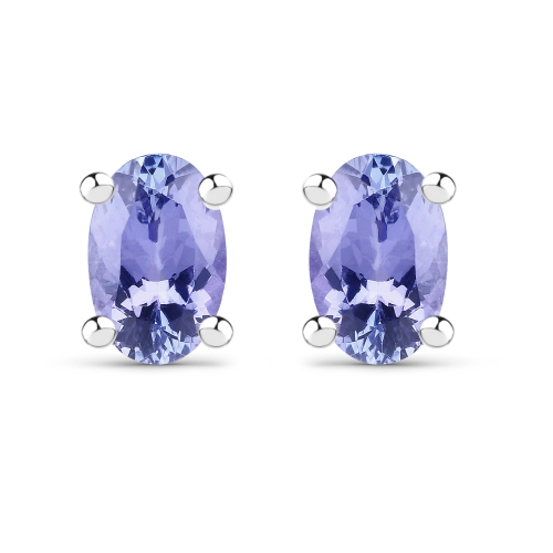 QJ  0.88 Ct. Genuine Tanzanite .925 Sterling Earrings In Silver